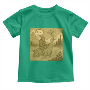 Funny Bigfoot Fishing Toddler T Shirt Sasquatch Loch Ness Monster Introvert Bruh TS14 Irish Green Print Your Wear