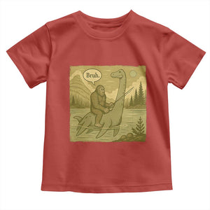 Funny Bigfoot Fishing Toddler T Shirt Sasquatch Loch Ness Monster Introvert Bruh TS14 Red Print Your Wear