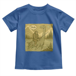 Funny Bigfoot Fishing Toddler T Shirt Sasquatch Loch Ness Monster Introvert Bruh TS14 Royal Blue Print Your Wear
