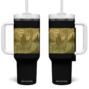 Funny Bigfoot Fishing Tumbler With Handle Sasquatch Loch Ness Monster Introvert Bruh TS14 One Size: 40 oz Black Print Your Wear