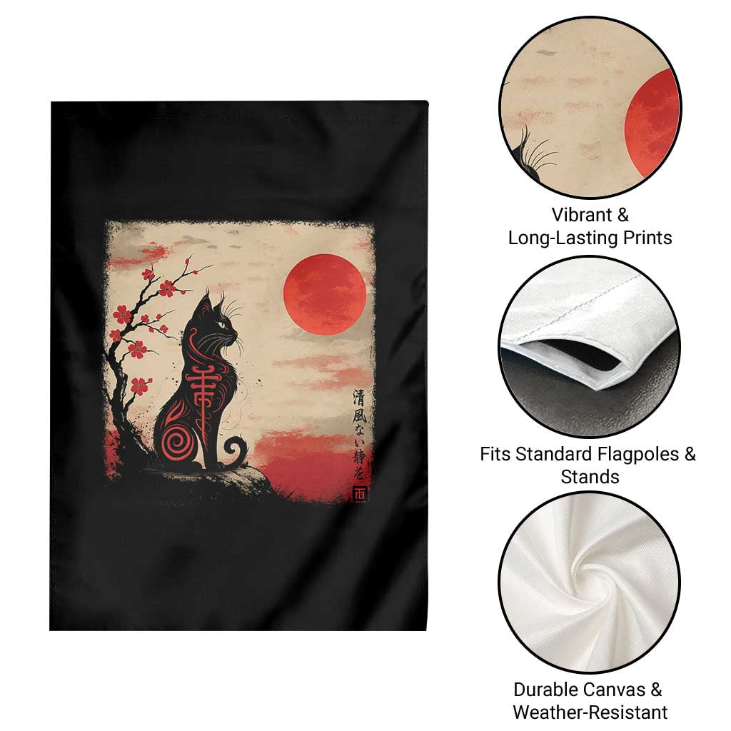 Kawaii Anime Cat Japanese Cherry Blossom Garden Flag TS14 Print Your Wear