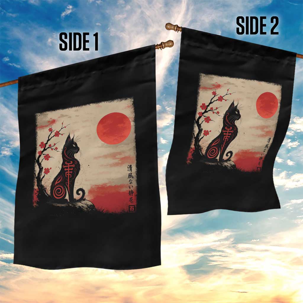 Kawaii Anime Cat Japanese Cherry Blossom Garden Flag TS14 Print Your Wear