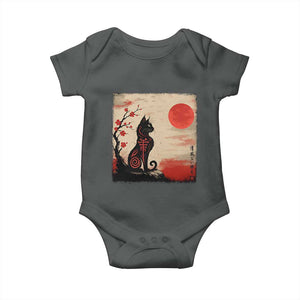Kawaii Anime Cat Japanese Cherry Blossom Baby Onesie TS14 Dark Heather Print Your Wear