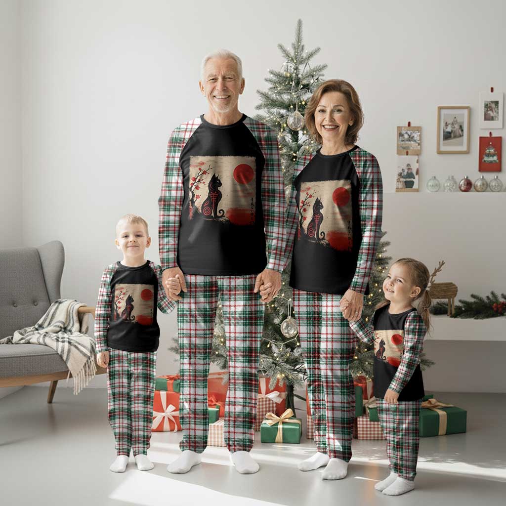 Kawaii Anime Cat Japanese Cherry Blossom Plaid Pajama Set TS14 Christmas Plaid Print Your Wear