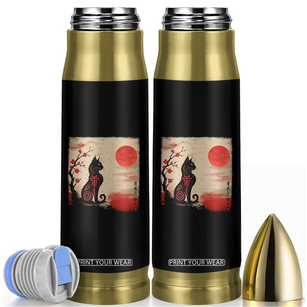 Kawaii Anime Cat Japanese Cherry Blossom Bullet Tumbler TS14 Black Print Your Wear