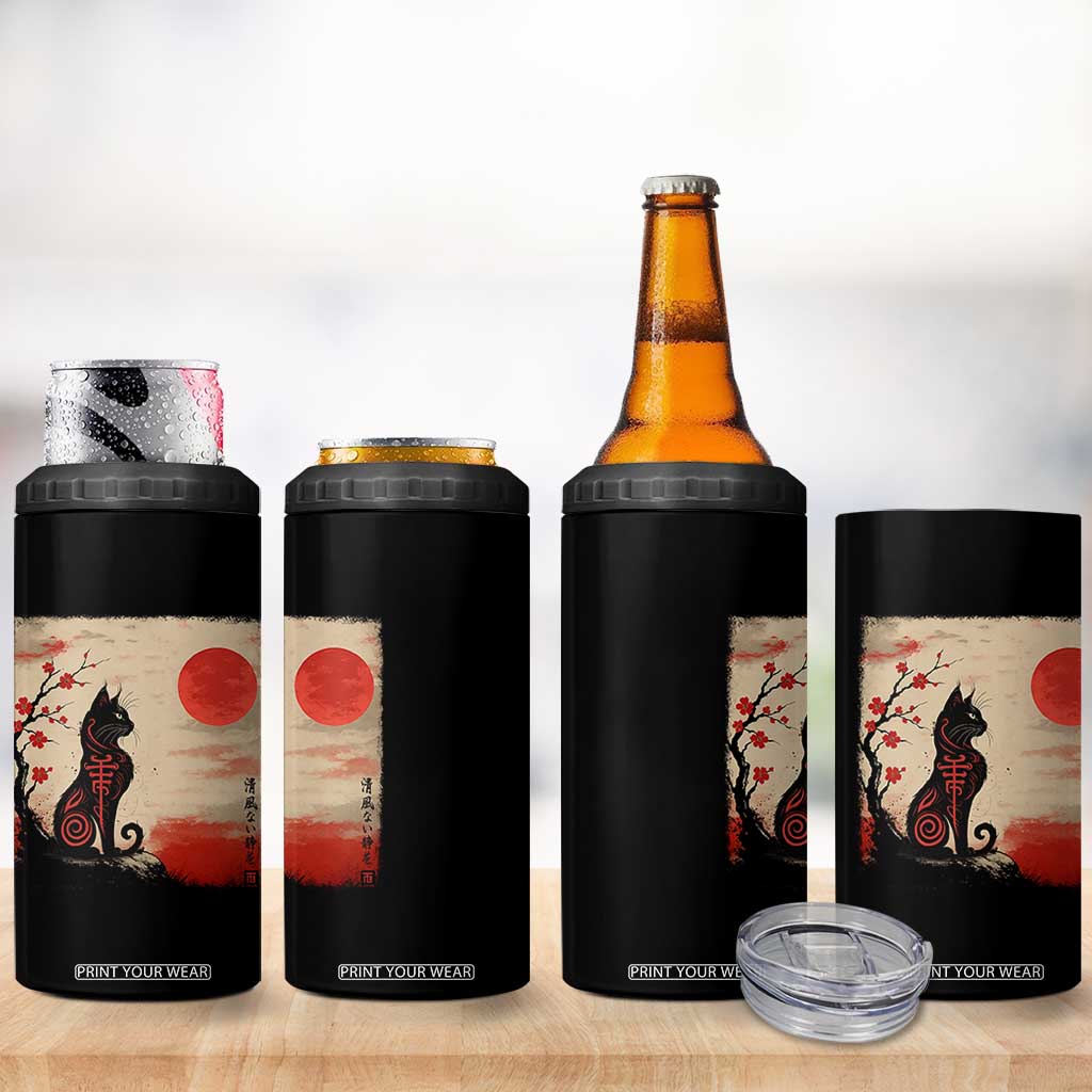 Kawaii Anime Cat Japanese Cherry Blossom 4 in 1 Can Cooler Tumbler TS14 Print Your Wear