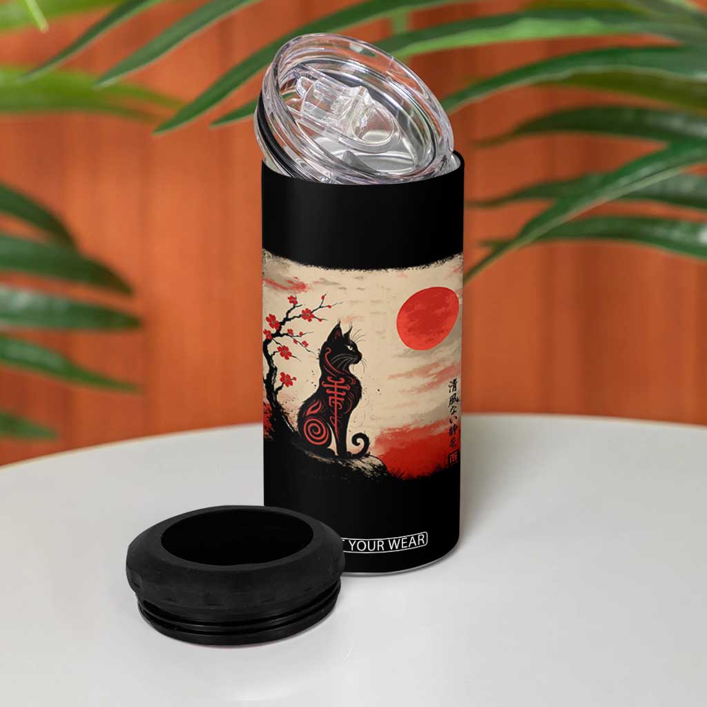 Kawaii Anime Cat Japanese Cherry Blossom 4 in 1 Can Cooler Tumbler TS14 Print Your Wear