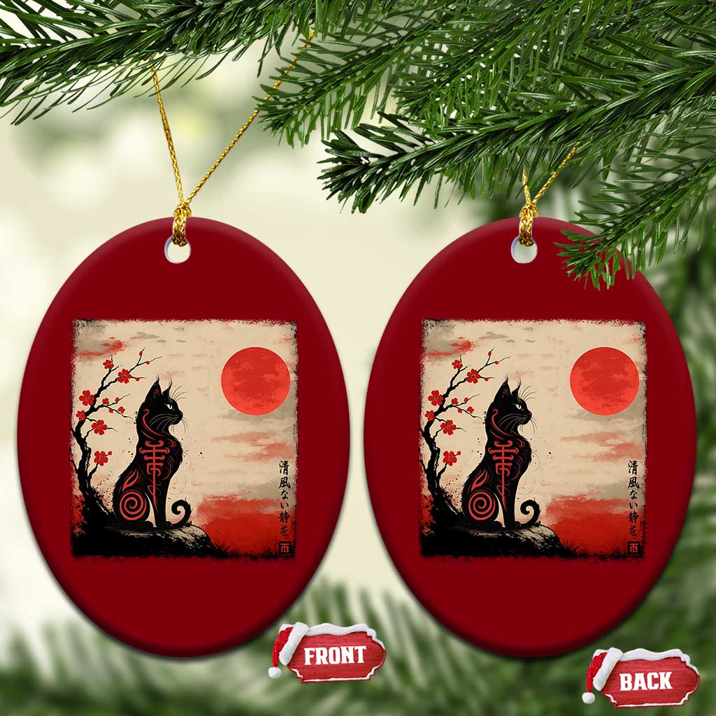 Kawaii Anime Cat Japanese Cherry Blossom Ceramic Ornament TS14 Print Your Wear