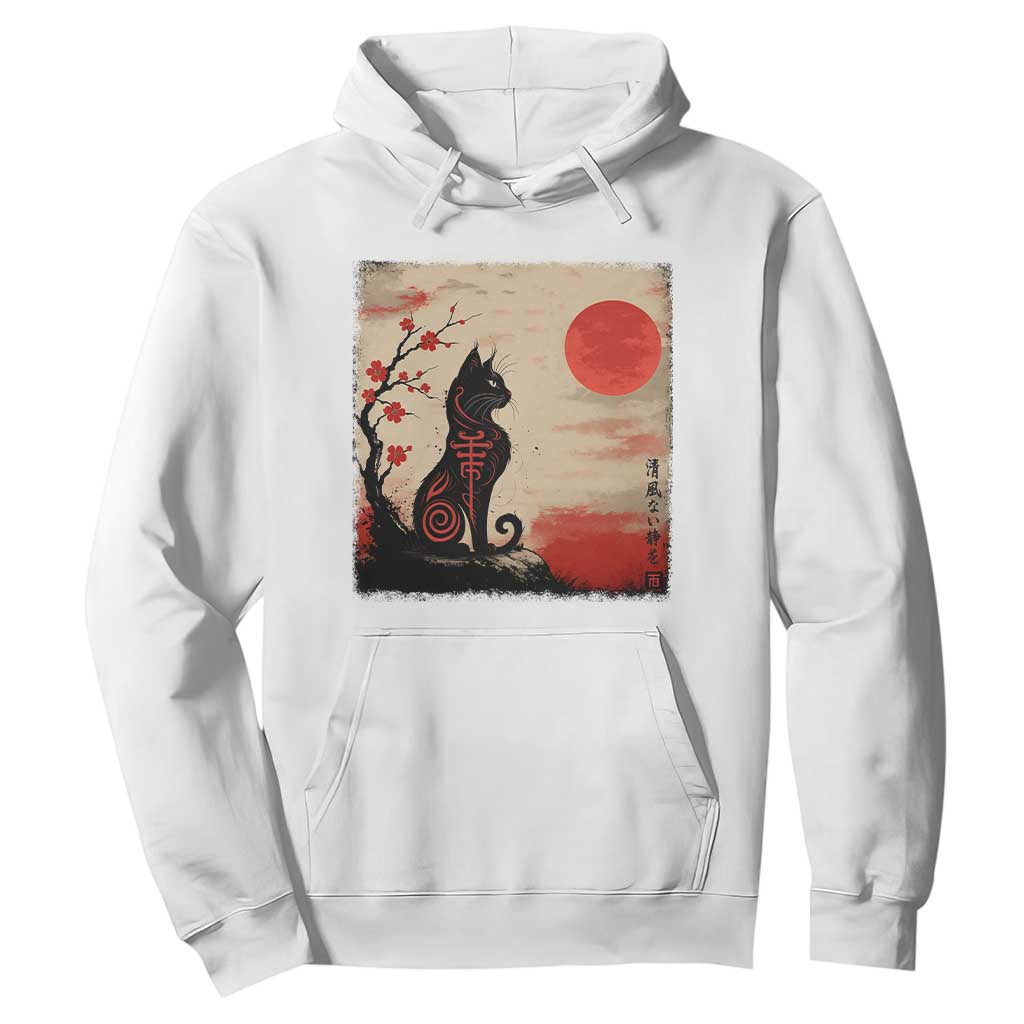 Kawaii Anime Cat Japanese Cherry Blossom Hoodie TS14 White Print Your Wear