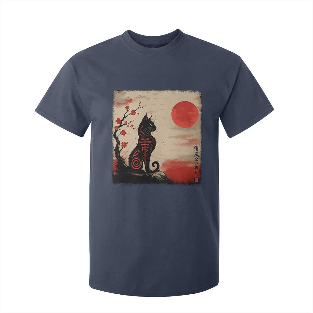Kawaii Anime Cat Japanese Cherry Blossom T Shirt For Kid TS14 Navy Print Your Wear