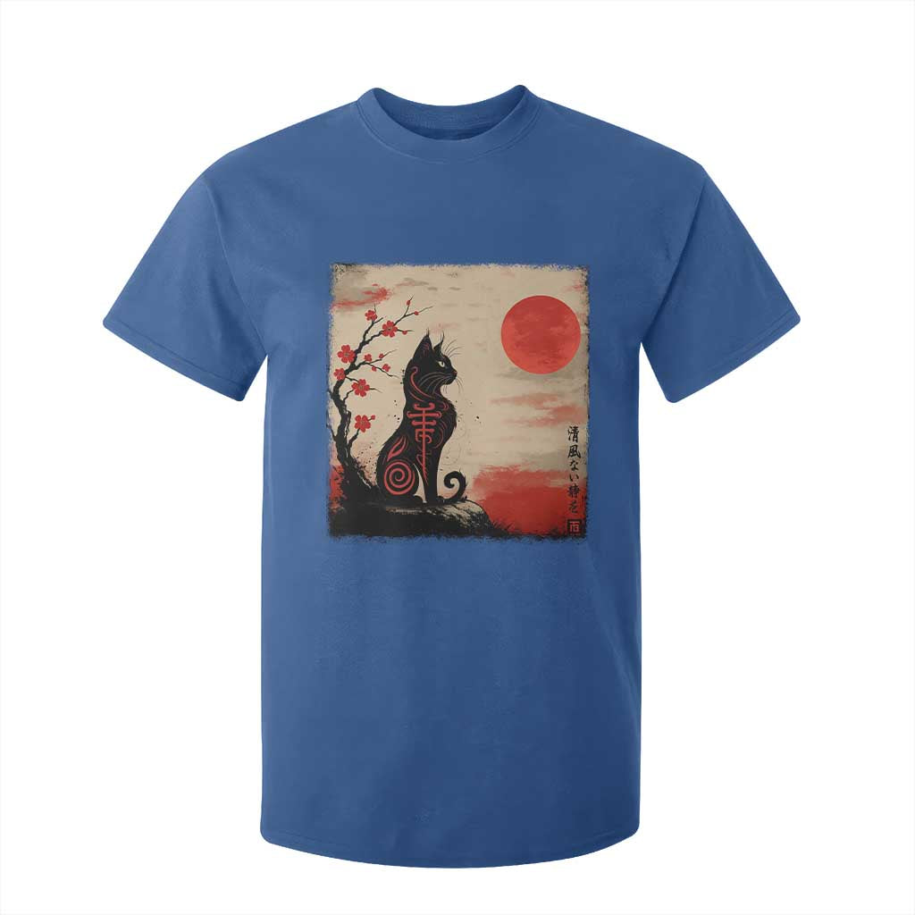 Kawaii Anime Cat Japanese Cherry Blossom T Shirt For Kid TS14 Royal Blue Print Your Wear