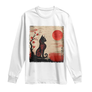 Kawaii Anime Cat Japanese Cherry Blossom Long Sleeve Shirt TS14 White Print Your Wear