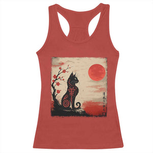 Kawaii Anime Cat Japanese Cherry Blossom Racerback Tank Top TS14 Red Print Your Wear