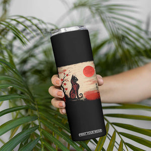 Kawaii Anime Cat Japanese Cherry Blossom Skinny Tumbler TS14 Print Your Wear