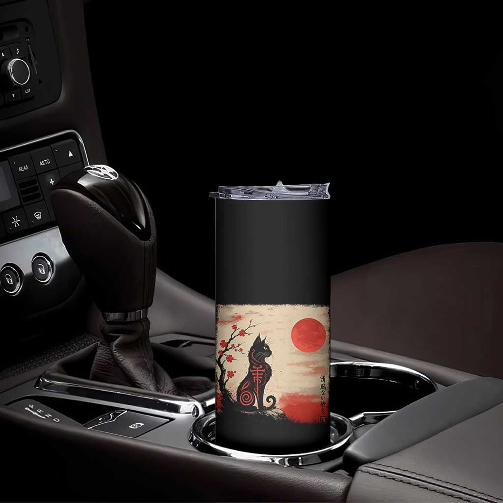 Kawaii Anime Cat Japanese Cherry Blossom Skinny Tumbler TS14 Print Your Wear