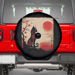 Kawaii Anime Cat Japanese Cherry Blossom Spare Tire Cover TS14 Black Print Your Wear