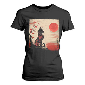 Kawaii Anime Cat Japanese Cherry Blossom T Shirt For Women TS14 Black Print Your Wear