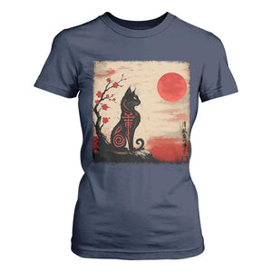 Kawaii Anime Cat Japanese Cherry Blossom T Shirt For Women TS14 Navy Print Your Wear