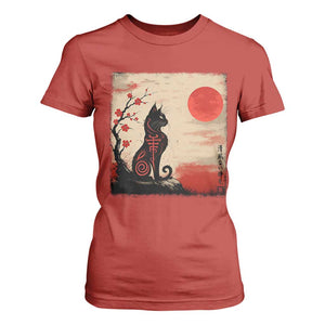 Kawaii Anime Cat Japanese Cherry Blossom T Shirt For Women TS14 Red Print Your Wear