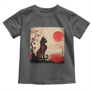 Kawaii Anime Cat Japanese Cherry Blossom Toddler T Shirt TS14 Dark Heather Print Your Wear