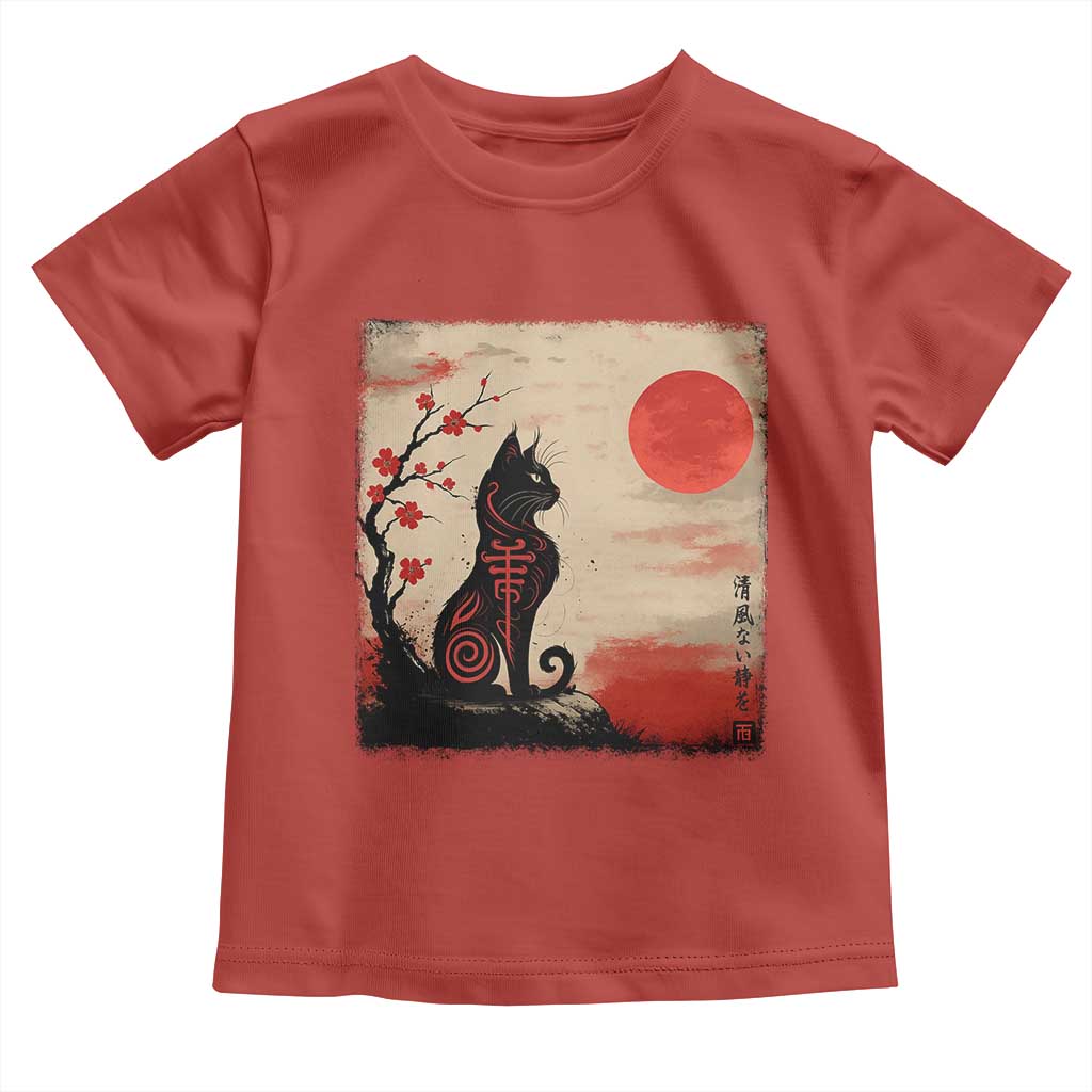 Kawaii Anime Cat Japanese Cherry Blossom Toddler T Shirt TS14 Red Print Your Wear