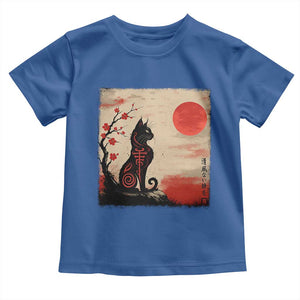 Kawaii Anime Cat Japanese Cherry Blossom Toddler T Shirt TS14 Royal Blue Print Your Wear