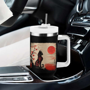 Kawaii Anime Cat Japanese Cherry Blossom Tumbler With Handle TS14 Print Your Wear