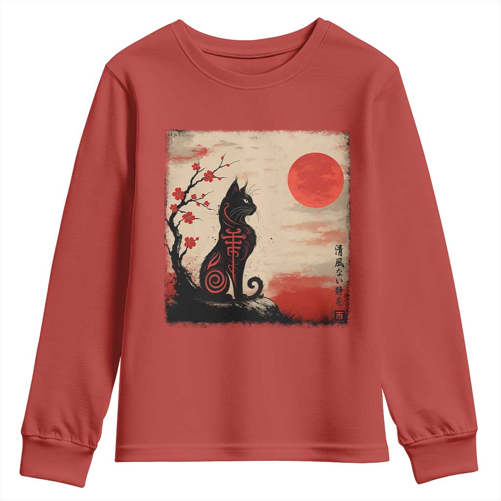Kawaii Anime Cat Japanese Cherry Blossom Youth Sweatshirt TS14 Red Print Your Wear