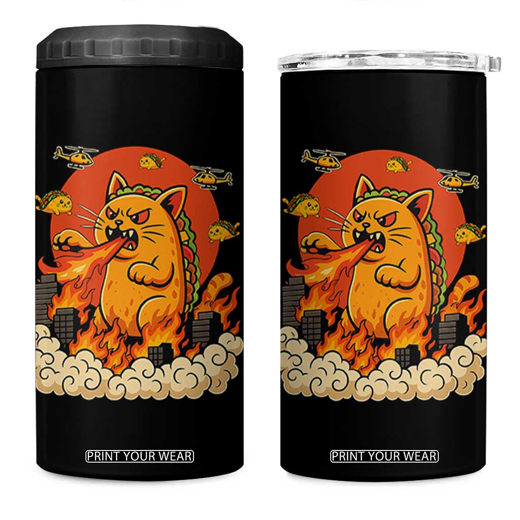Tacocat Monster 4 in 1 Can Cooler Tumbler Funny Cats Taco Lovers TS14 One Size: 16 oz Black Print Your Wear
