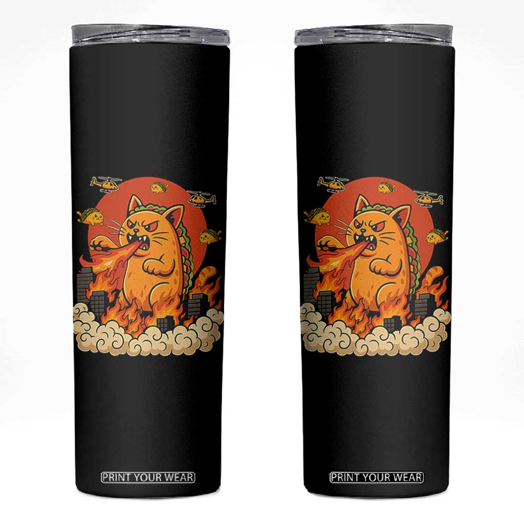 Tacocat Monster Skinny Tumbler Funny Cats Taco Lovers TS14 Black Print Your Wear