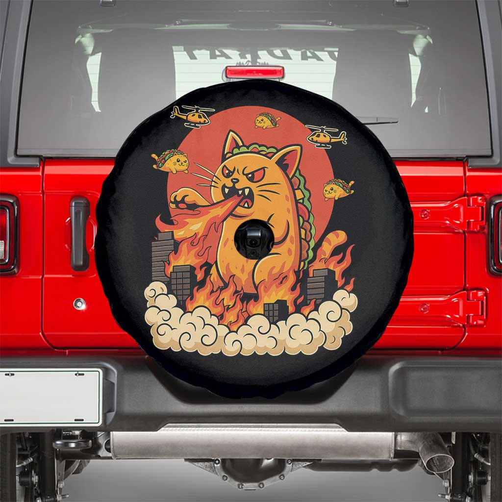 Tacocat Monster Spare Tire Cover Funny Cats Taco Lovers TS14 Black Print Your Wear