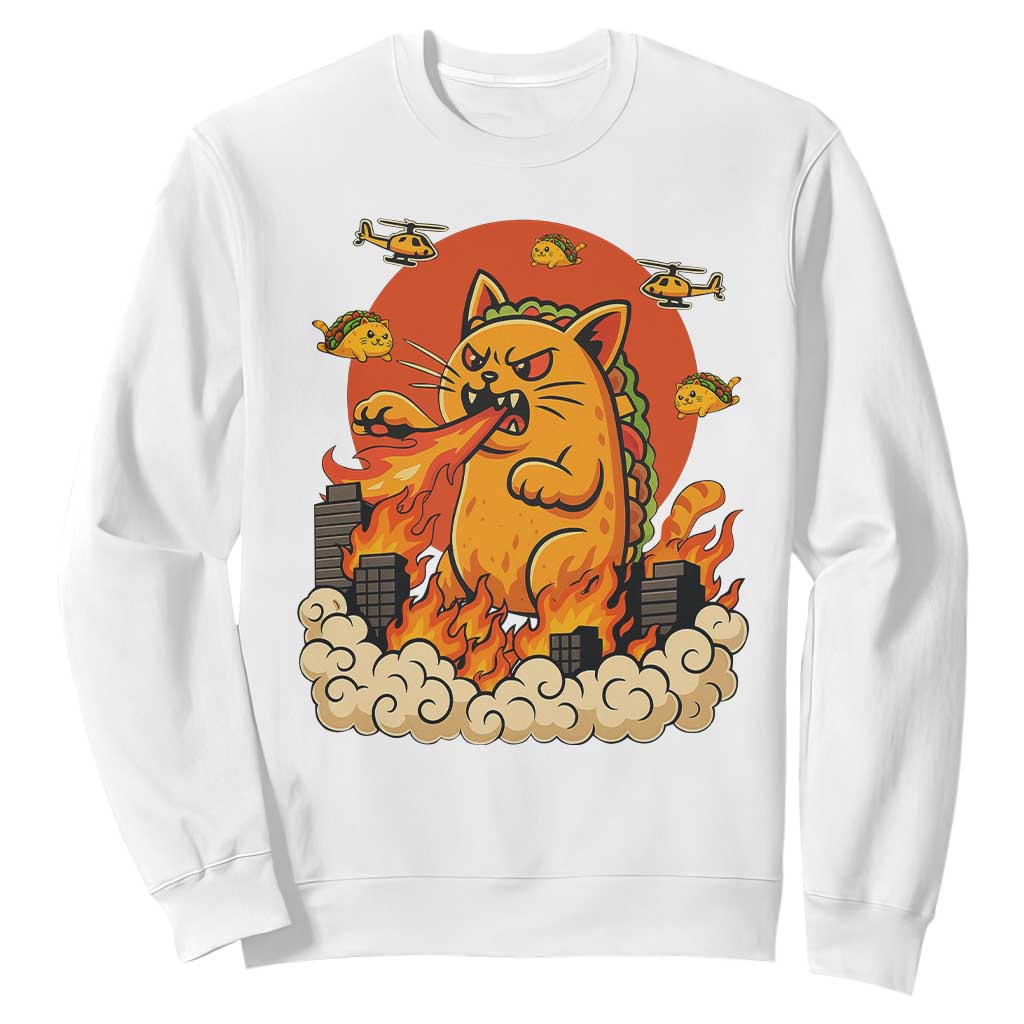 Tacocat Monster Sweatshirt Funny Cats Taco Lovers TS14 White Print Your Wear