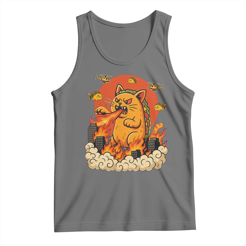 Tacocat Monster Tank Top Funny Cats Taco Lovers TS14 Black Heather Print Your Wear