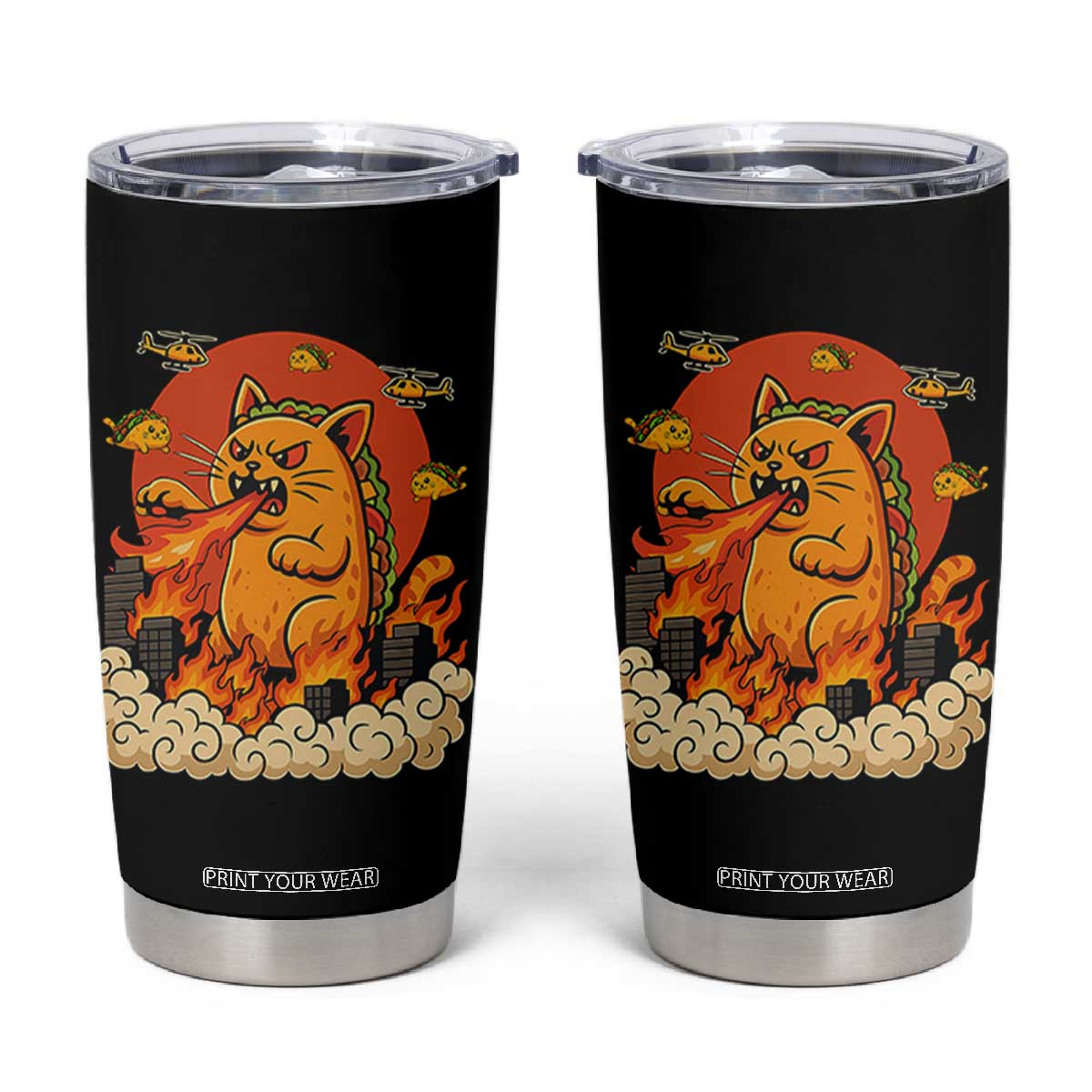 Tacocat Monster Tumbler Cup Funny Cats Taco Lovers TS14 Black Print Your Wear