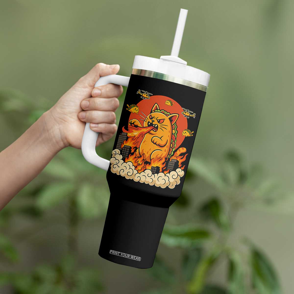 Tacocat Monster Tumbler With Handle Funny Cats Taco Lovers TS14 Print Your Wear