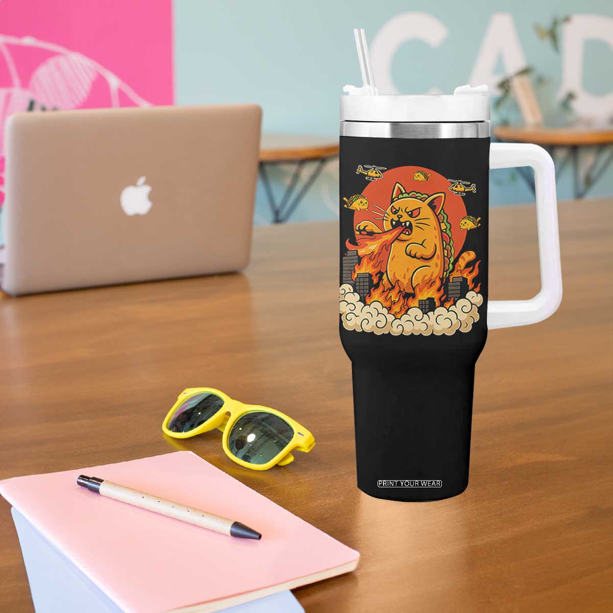 Tacocat Monster Tumbler With Handle Funny Cats Taco Lovers TS14 Print Your Wear