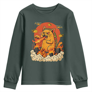 Tacocat Monster Youth Sweatshirt Funny Cats Taco Lovers TS14 Dark Forest Green Print Your Wear