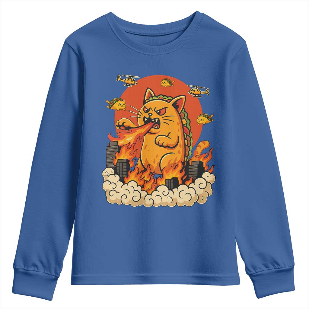Tacocat Monster Youth Sweatshirt Funny Cats Taco Lovers TS14 Royal Blue Print Your Wear