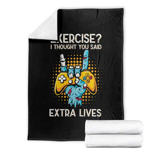 Funny Gamer Skeleton Hand Throw Blanket Exercise I Thought You Said Extra Lives TS14 Black Print Your Wear