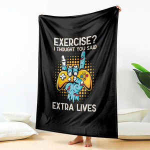 Funny Gamer Skeleton Hand Throw Blanket Exercise I Thought You Said Extra Lives TS14 Print Your Wear