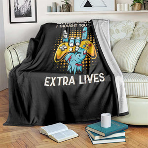 Funny Gamer Skeleton Hand Throw Blanket Exercise I Thought You Said Extra Lives TS14 Print Your Wear