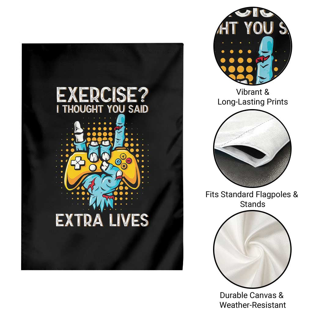 Funny Gamer Skeleton Hand Garden Flag Exercise I Thought You Said Extra Lives TS14 Print Your Wear