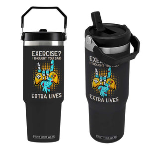 Funny Gamer Skeleton Hand Flip Straw Tumbler Exercise I Thought You Said Extra Lives TS14 One Size: 30 oz Black Print Your Wear