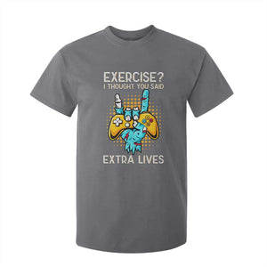 Funny Gamer Skeleton Hand T Shirt For Kid Exercise I Thought You Said Extra Lives TS14 Charcoal Print Your Wear