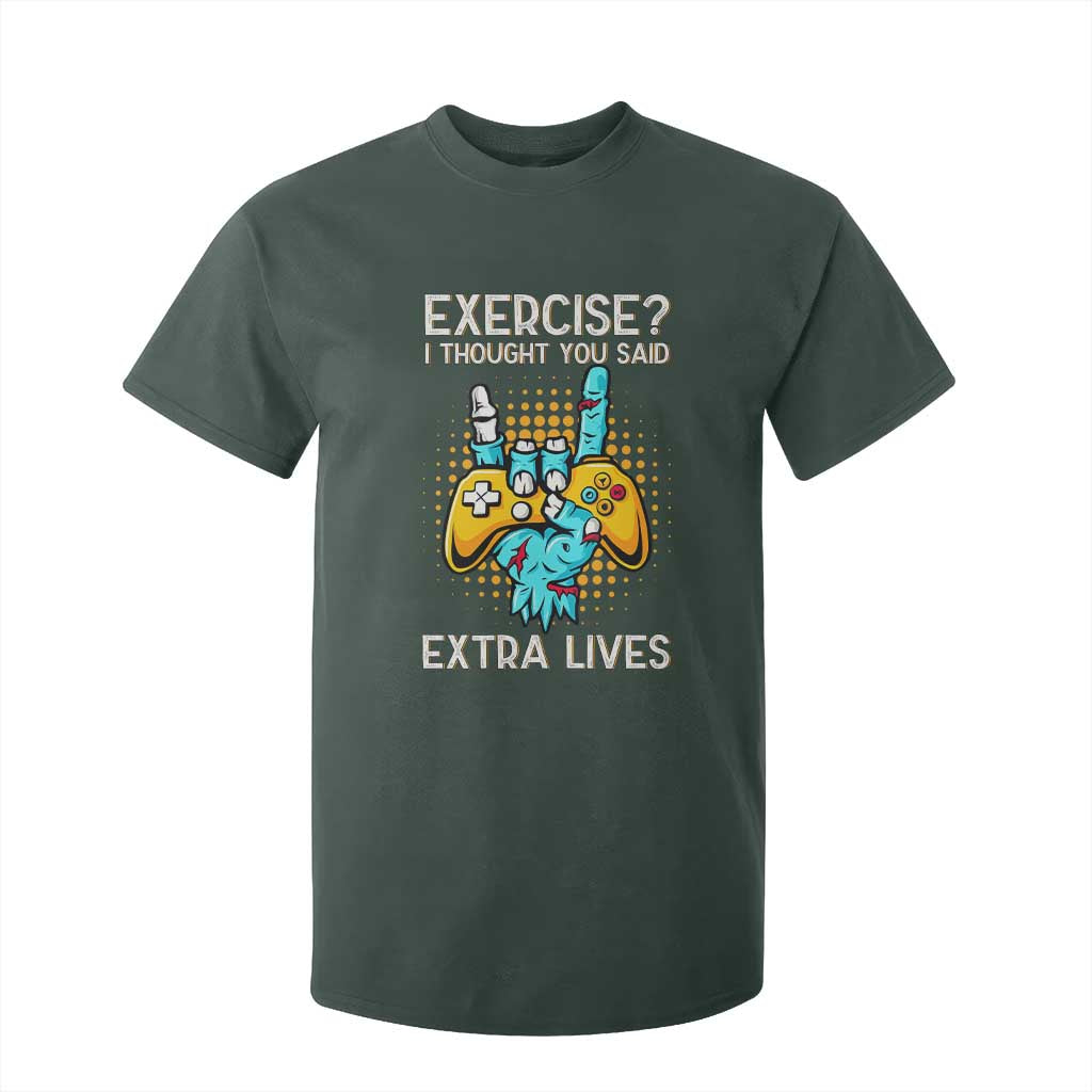 Funny Gamer Skeleton Hand T Shirt For Kid Exercise I Thought You Said Extra Lives TS14 Dark Forest Green Print Your Wear