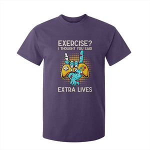 Funny Gamer Skeleton Hand T Shirt For Kid Exercise I Thought You Said Extra Lives TS14 Purple Print Your Wear