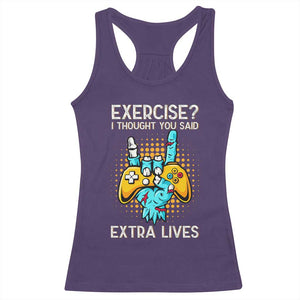 Funny Gamer Skeleton Hand Racerback Tank Top Exercise I Thought You Said Extra Lives TS14 Purple Print Your Wear