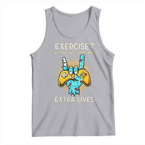 Funny Gamer Skeleton Hand Tank Top Exercise I Thought You Said Extra Lives TS14 Athletic Heather Print Your Wear