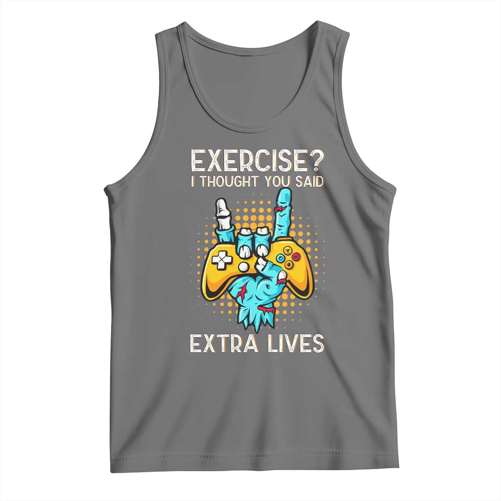 Funny Gamer Skeleton Hand Tank Top Exercise I Thought You Said Extra Lives TS14 Black Heather Print Your Wear