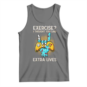 Funny Gamer Skeleton Hand Tank Top Exercise I Thought You Said Extra Lives TS14 Black Heather Print Your Wear
